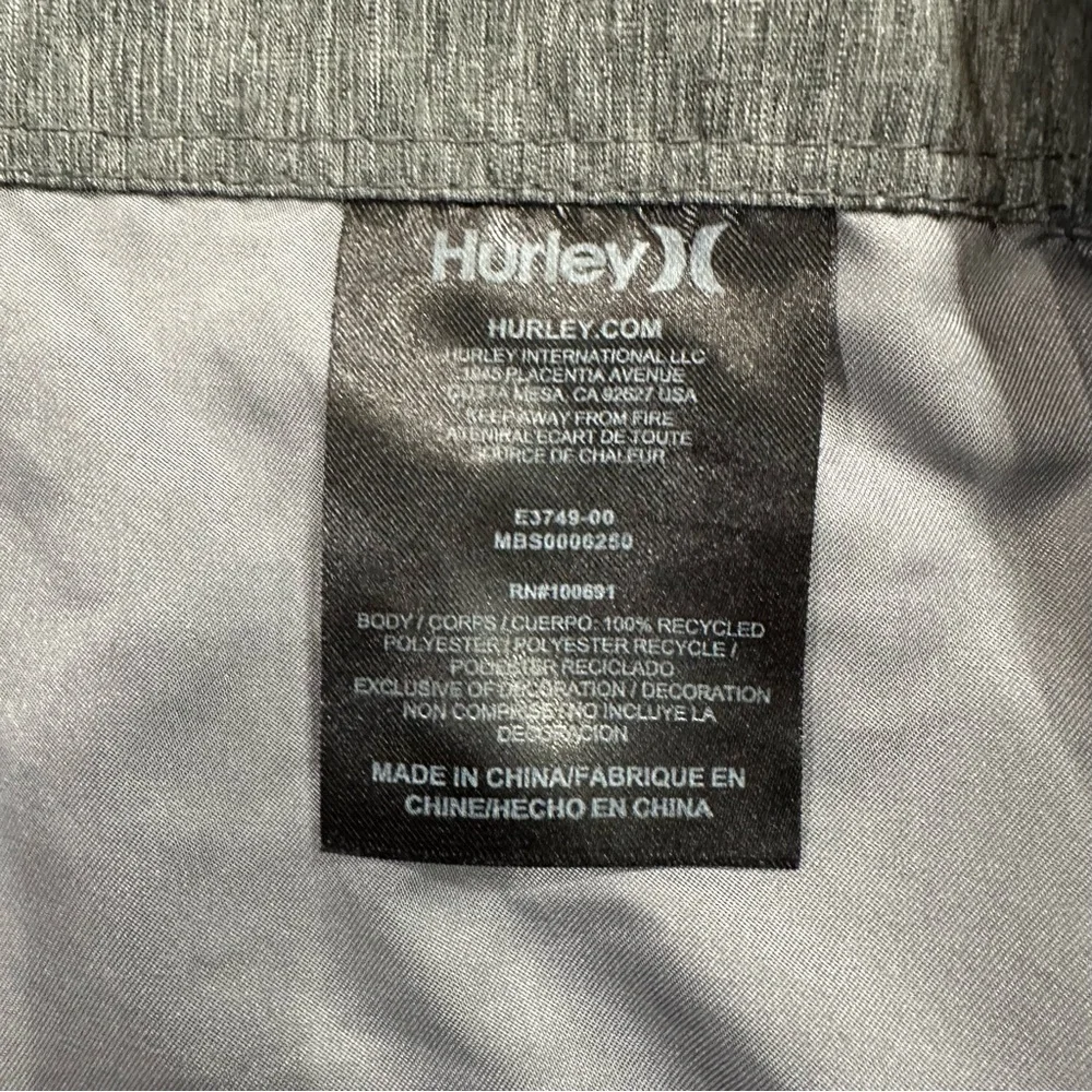 Hurley Gray Board Shorts Mens 38 Surf Swim Trunks Drawstring Beach Shorts - Picture 5 of 8